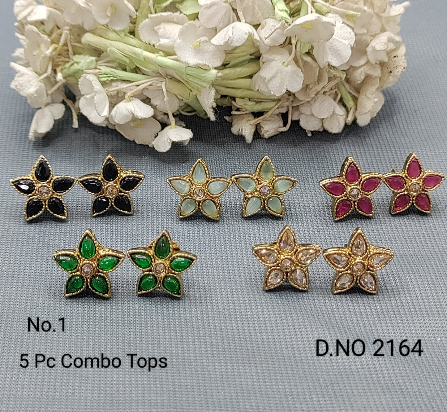 Polki Mehandi Combo Tops & Stud Earrings Sku 2164 rchiecreation