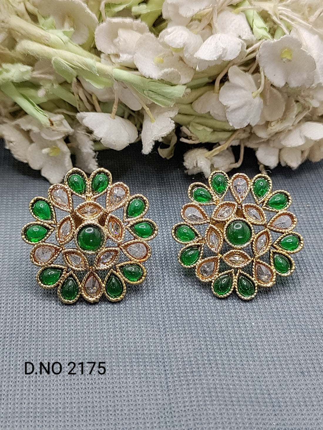 Polki Mehandi Tops & Stud Earrings Sku 2175 rchiecreation