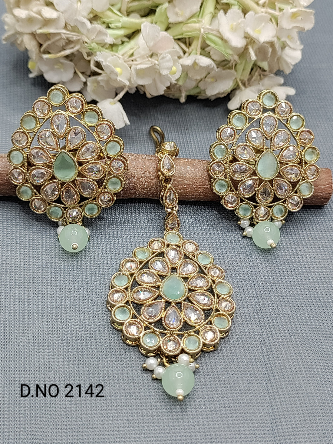 Polki Mehandi earring & Tica Sku 2142 rchiecreation