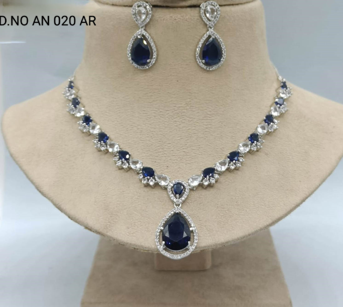 Cz Ad Rodium Necklace Set Sku AN 020 AR rchiecreation
