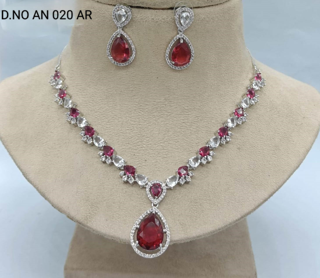 Cz Ad Rodium Necklace Set Sku AN 020 AR rchiecreation
