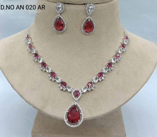 Cz Ad Rodium Necklace Set Sku AN 020 AR rchiecreation