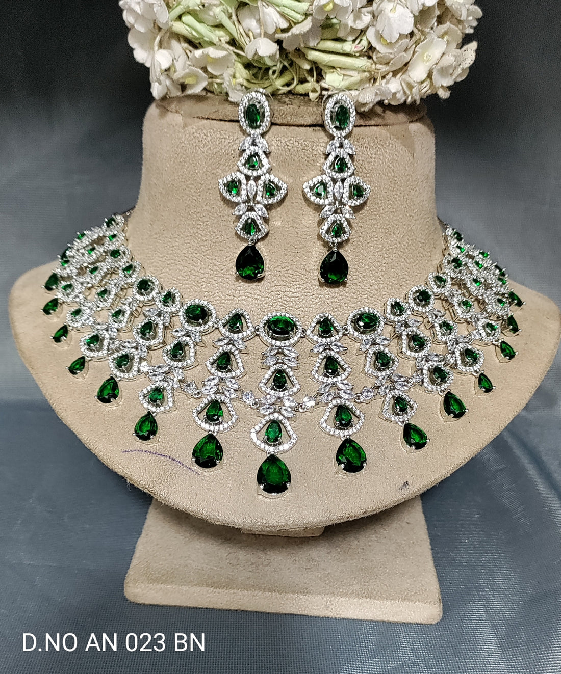 Cz Ad Rodium Necklace Set Sku AN 023 BN rchiecreation