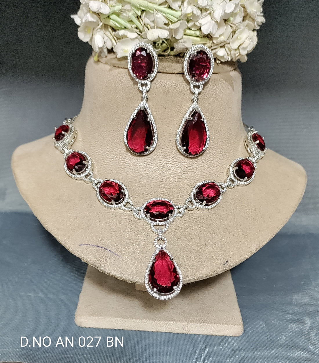 Cz ad Rodium Necklace Set Sku AN 027 BN rchiecreation