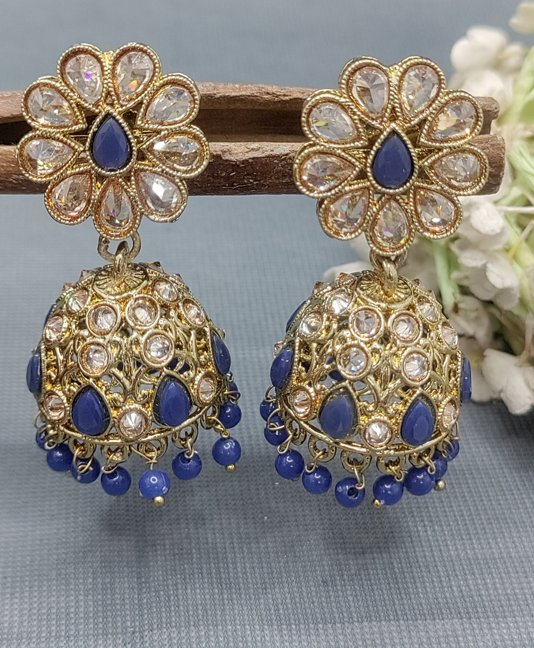 Polki Mehandi Jhumki Earring Sku 6582 rchiecreation