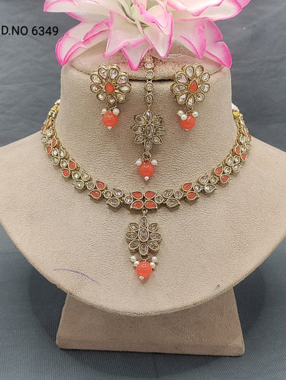 Polki Mehandi Necklace Set Sku 6349 rchiecreation