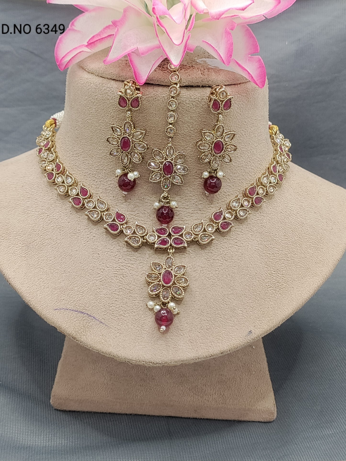 Polki Mehandi Necklace Set Sku 6349 rchiecreation