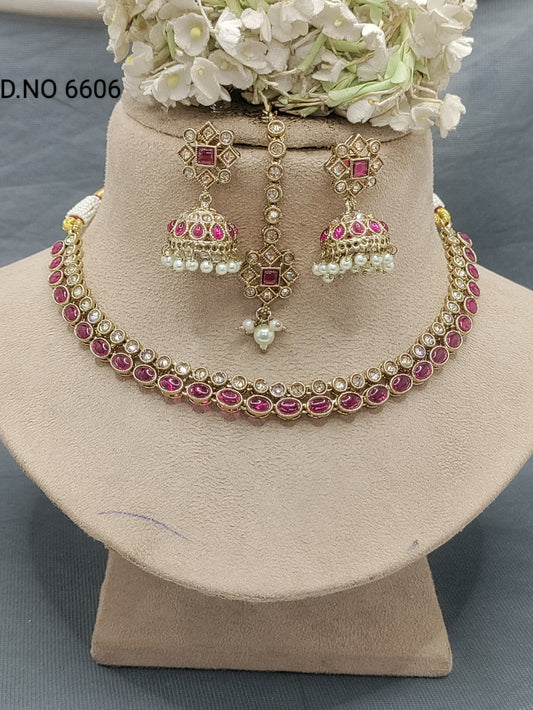 Polki Mehandi Necklace Set Sku 6606 rchiecreation