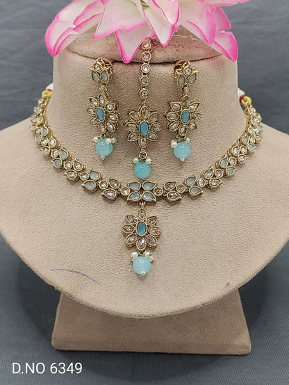 Polki Mehandi Necklace Set Sku 6349 rchiecreation