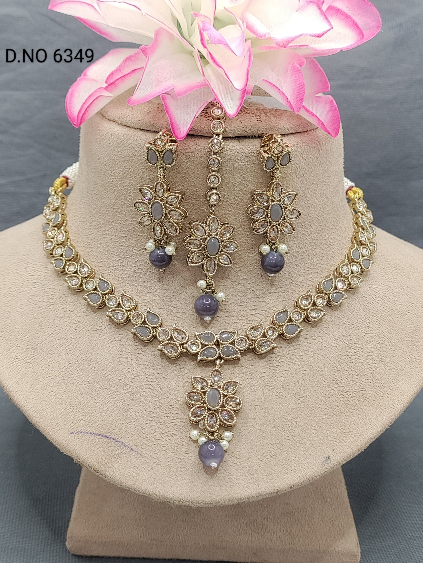 Polki Mehandi Necklace Set Sku 6349 rchiecreation