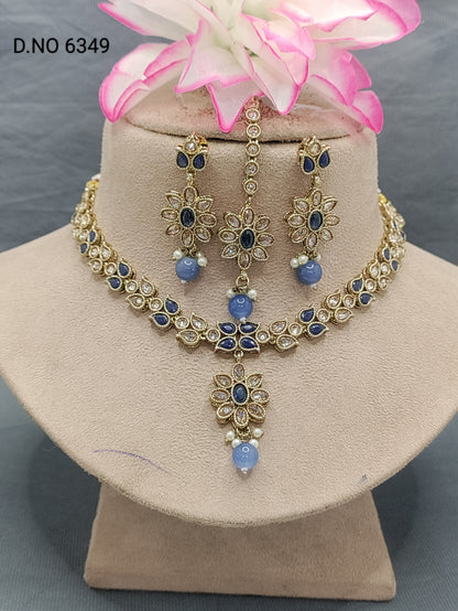 Polki Mehandi Necklace Set Sku 6349 rchiecreation