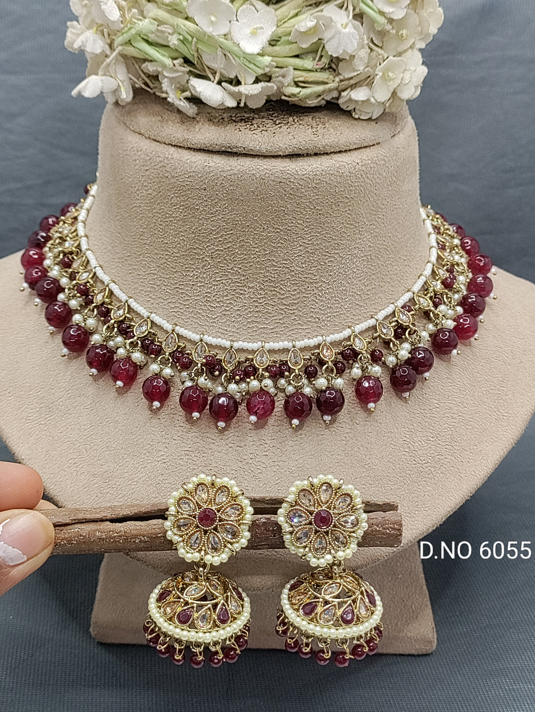 Polki Mehandi Necklace Set Sku 6055 rchiecreation