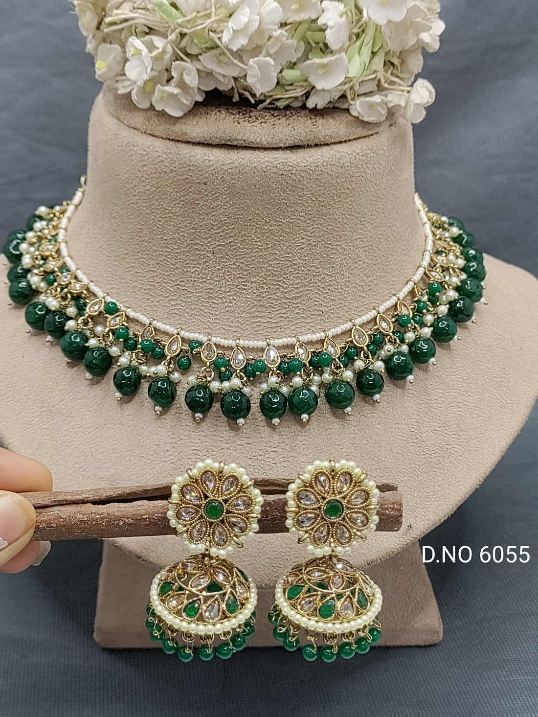 Polki Mehandi Necklace Set Sku 6055 rchiecreation