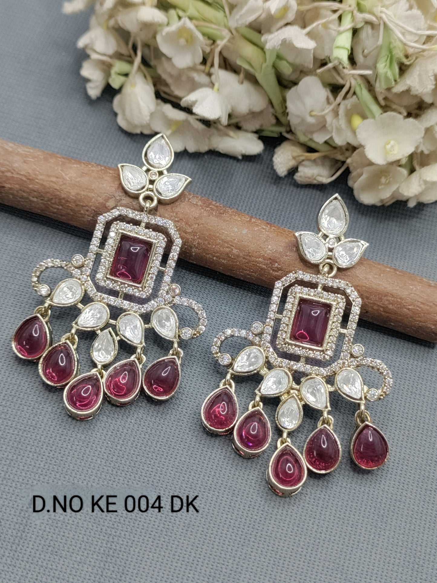 Moissanite Mehandi Earring Sku 2132 C1 rchiecreation