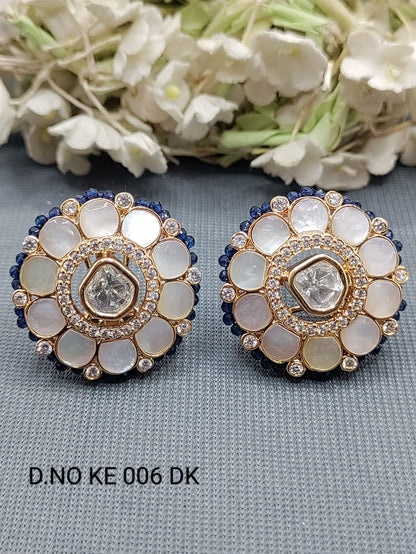 Moissanite Golden Top & Stud Earrings Sku KE 006 DK rchiecreation