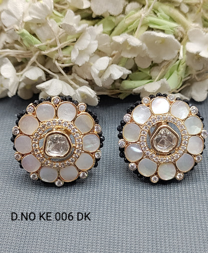 Moissanite Golden Top & Stud Earrings Sku KE 006 DK rchiecreation