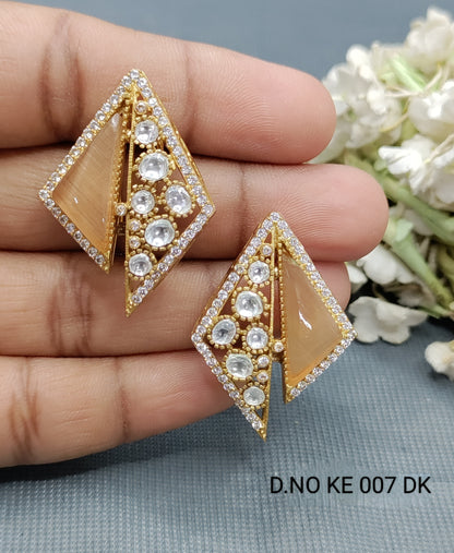 Moissanite Mehandi Top& Stud Earrings Sku 2072 rchiecreation