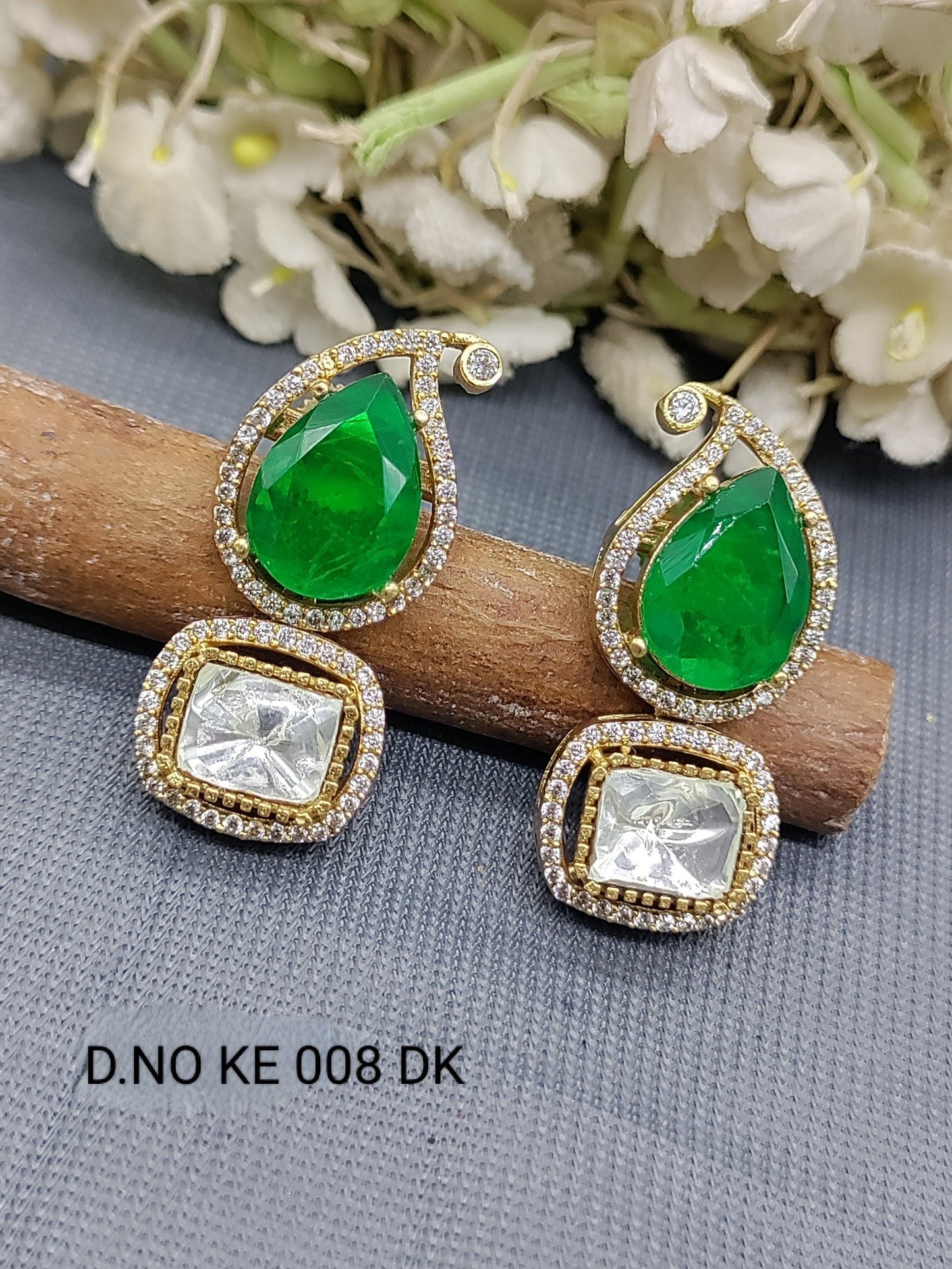 Moissanite Mehandi Earrings Sku 2070 rchiecreation