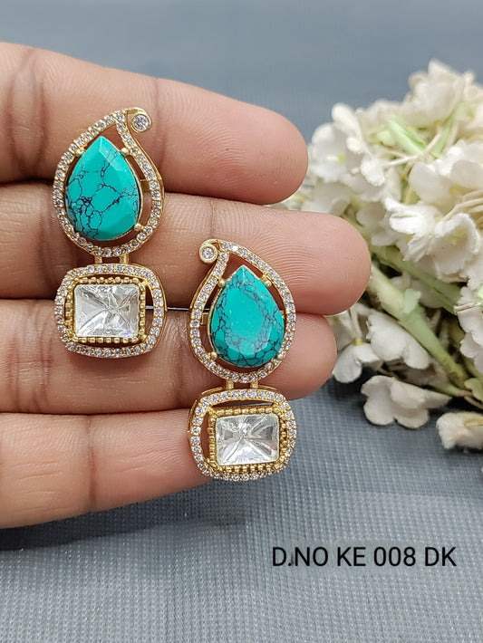 Moissanite Mehandi Earrings Sku 2070 rchiecreation