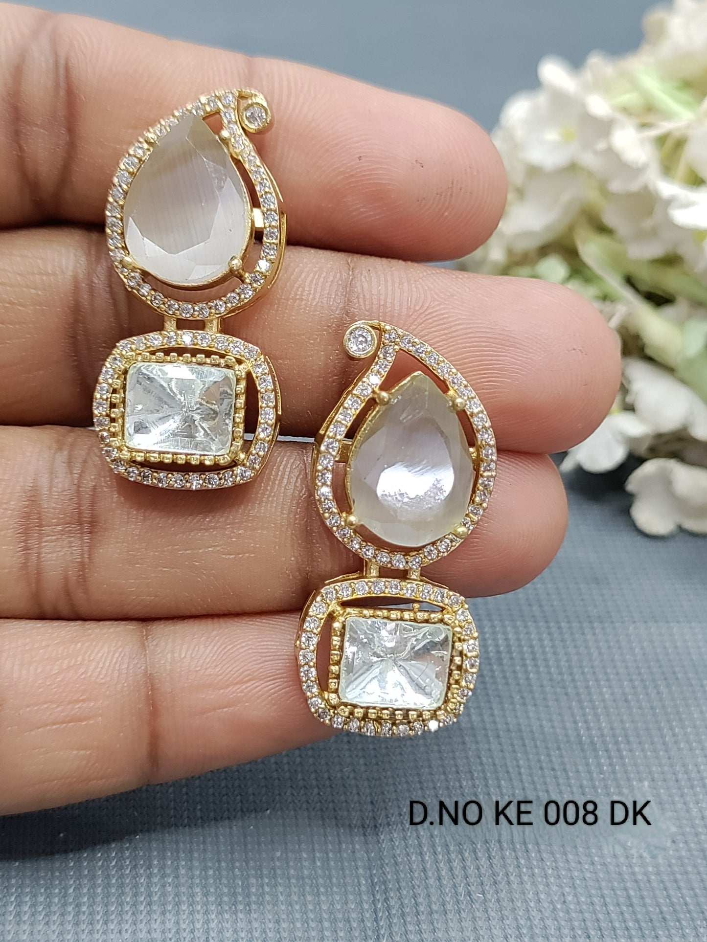 Moissanite Mehandi Earrings Sku 2070 rchiecreation