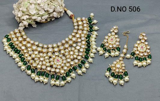 Golden kundan Necklace Set Sku 506 rchiecreation