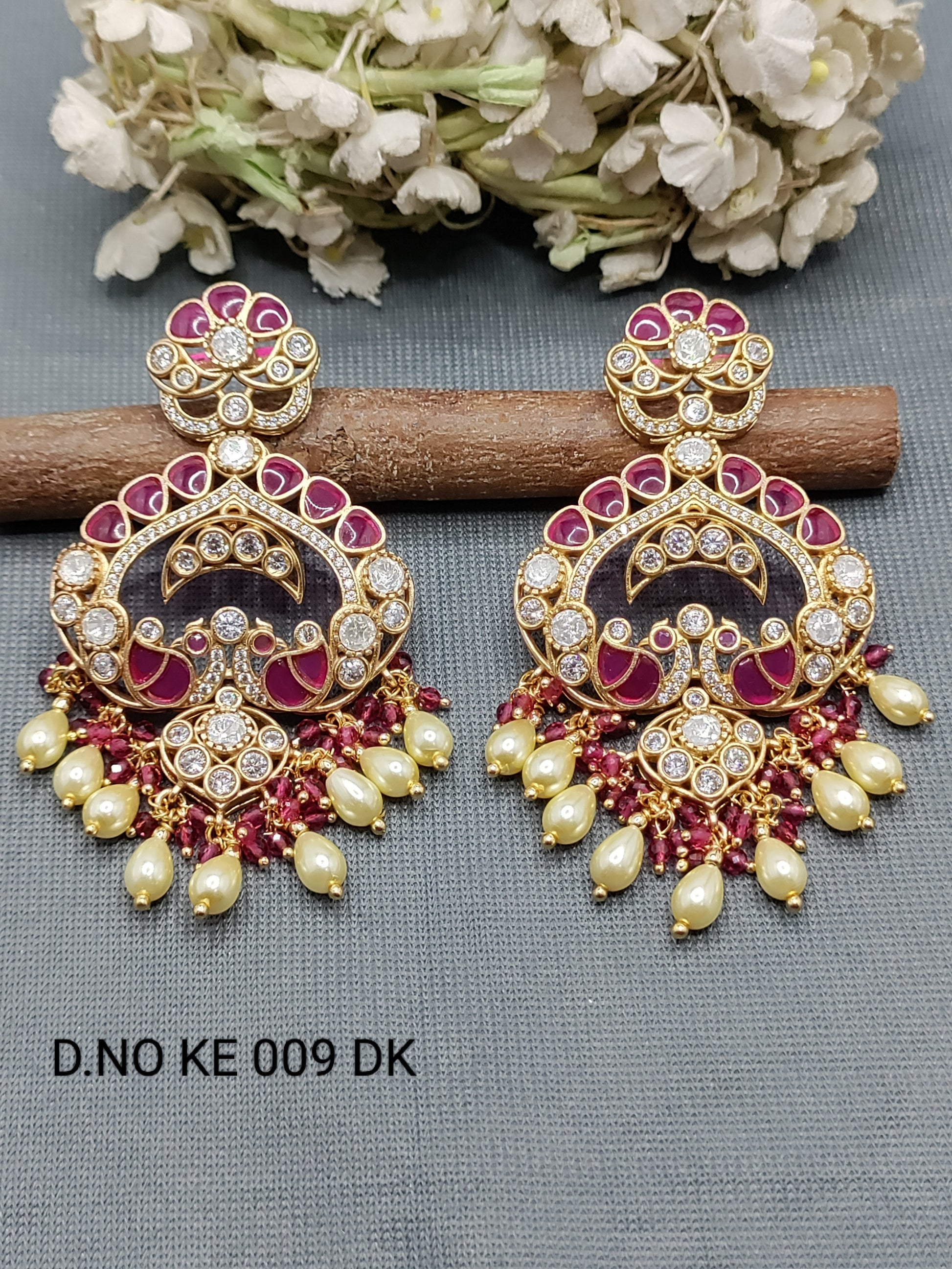 Moissanite Mehandi Earring Sku KE 009 DK rchiecreation