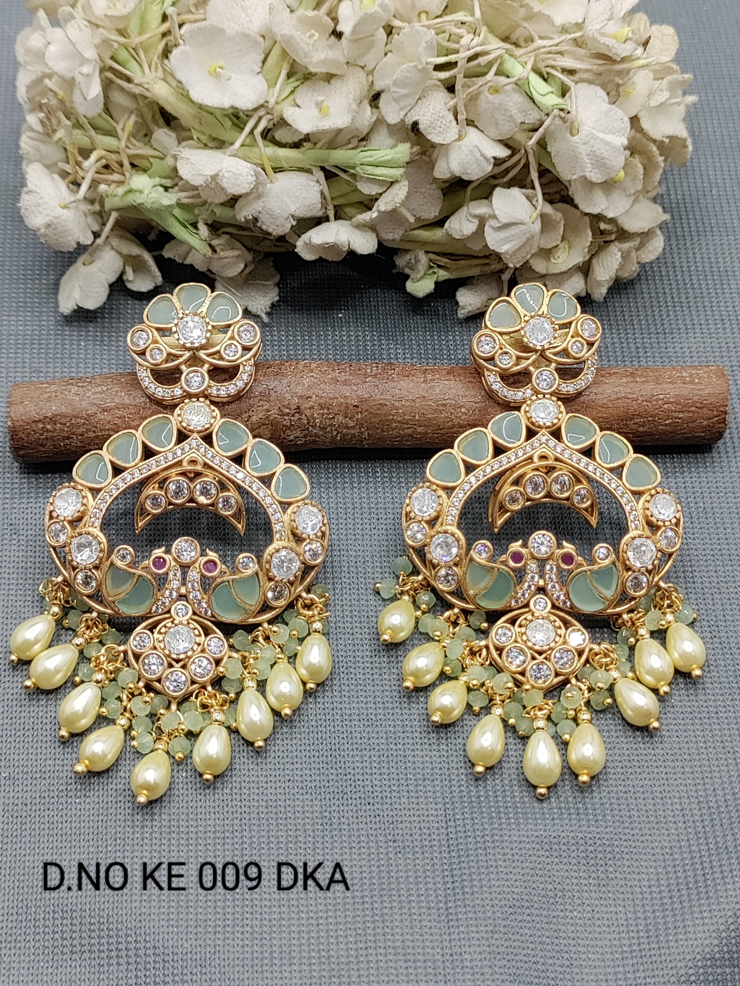 Moissanite Mehandi Earring Sku KE 009 DK rchiecreation