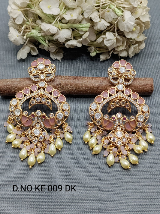 Moissanite Mehandi Earring Sku KE 009 DK rchiecreation