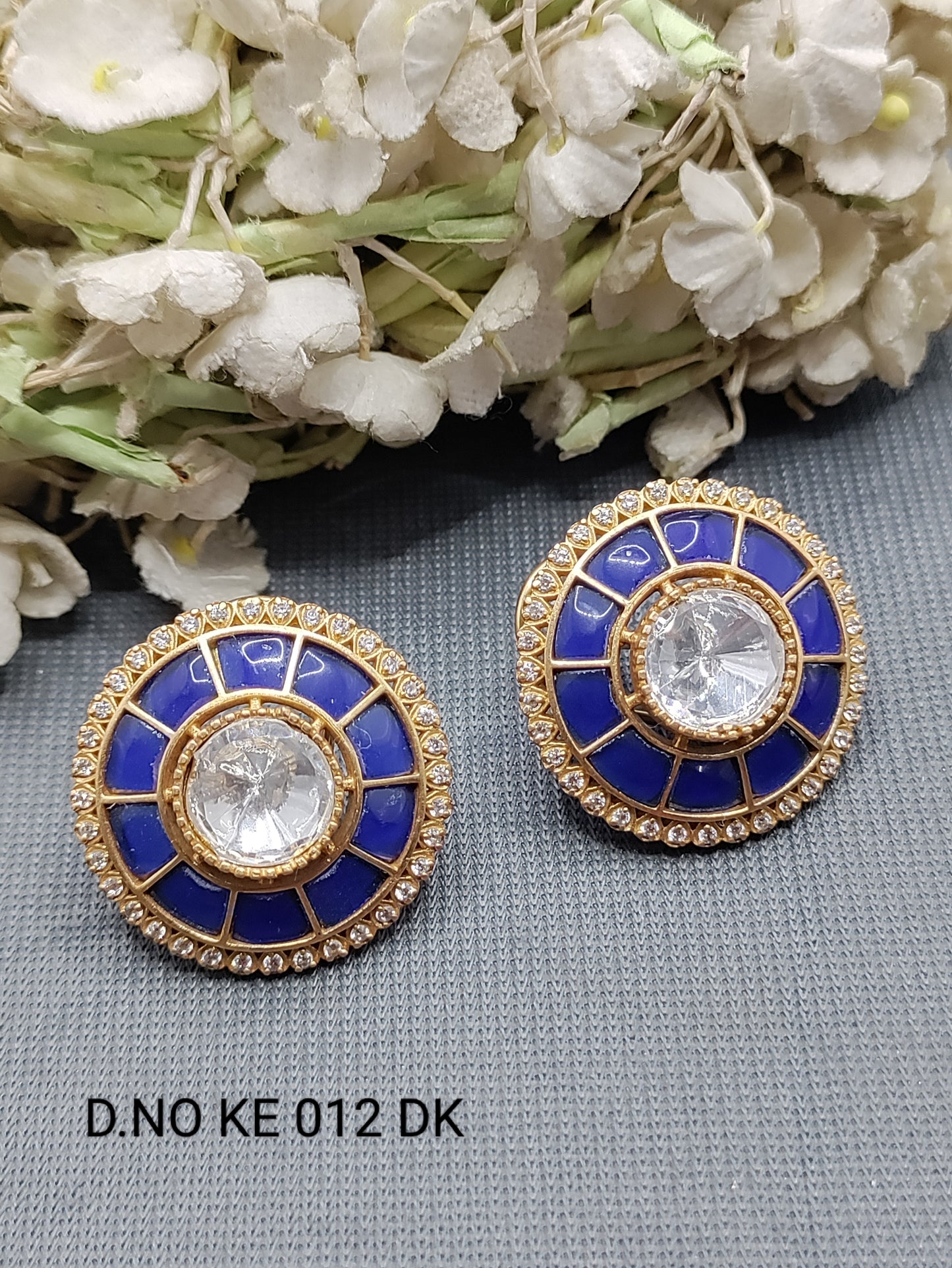 Moissanite Mehandi Top & Stud Earring Sku KE 012 DK rchiecreation