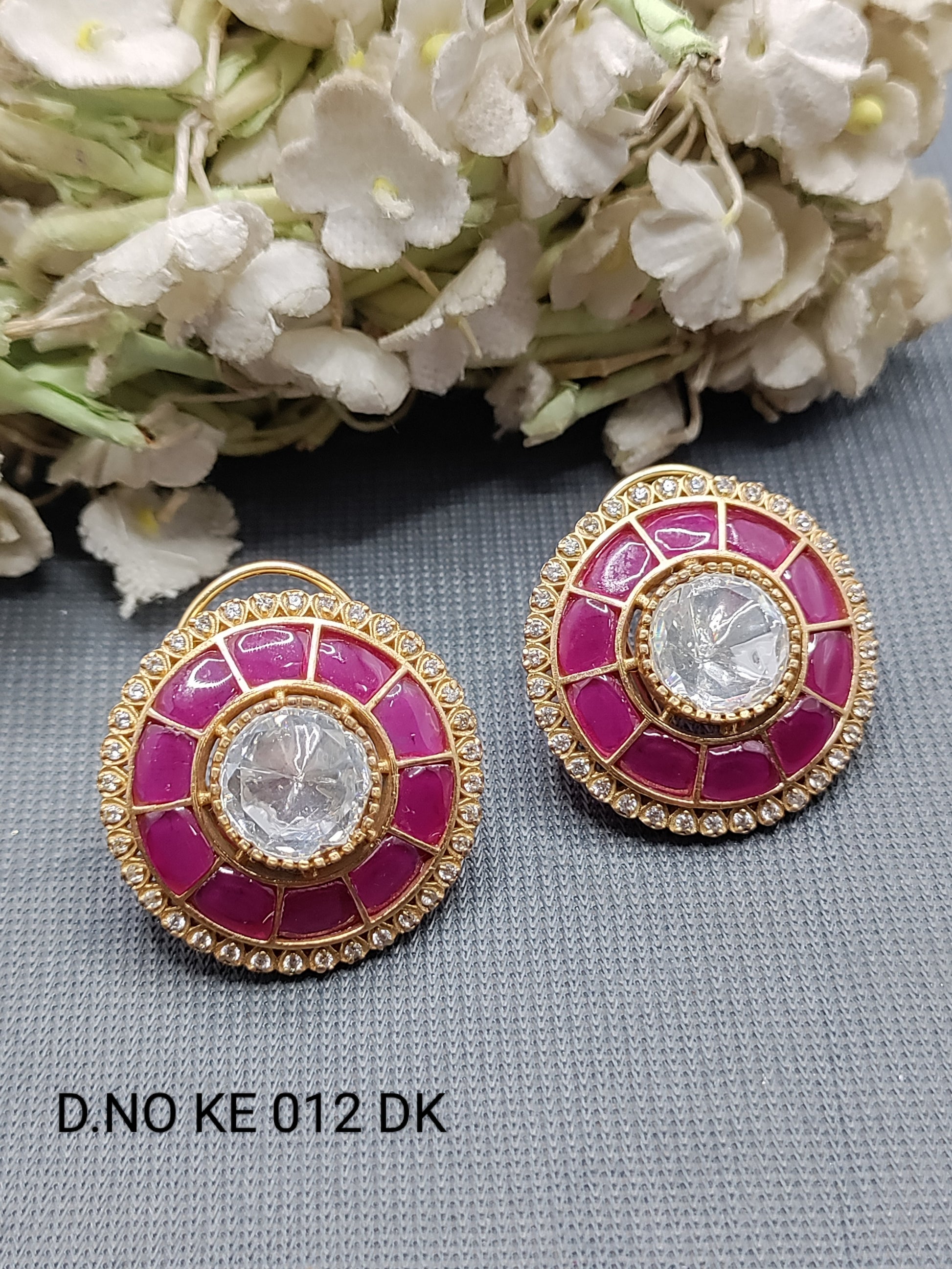 Moissanite Mehandi Top & Stud Earring Sku KE 012 DK rchiecreation