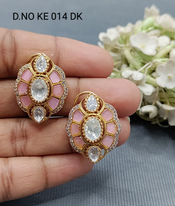 Moissanite Golden Tops & Stud Earring Sku KE 014 DK rchiecreation