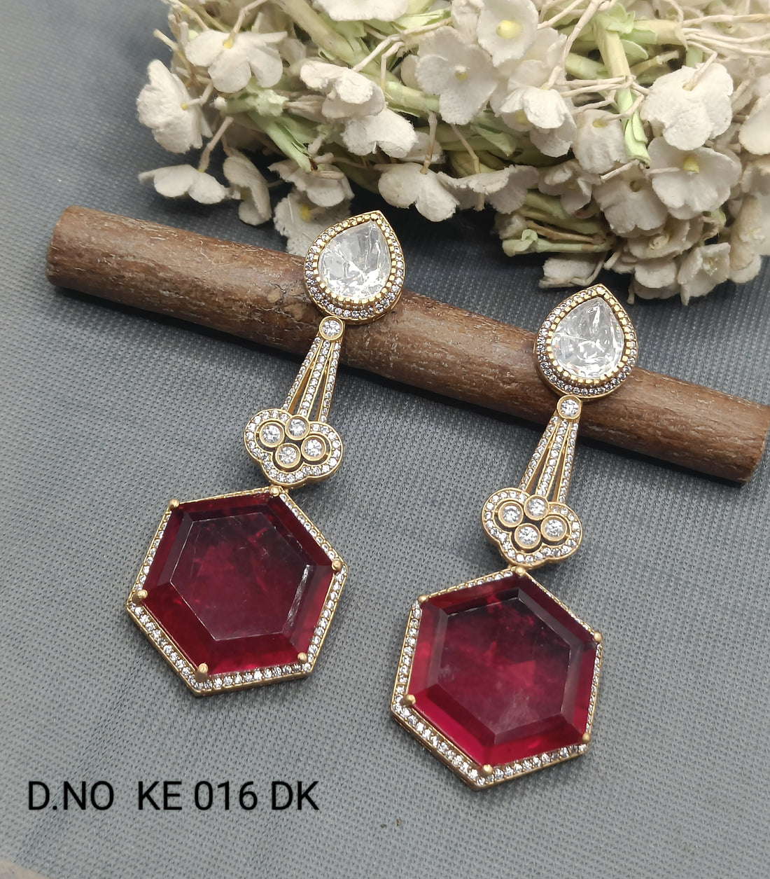 Moissanite Mehandi Earrings Sku KE 016 DK rchiecreation