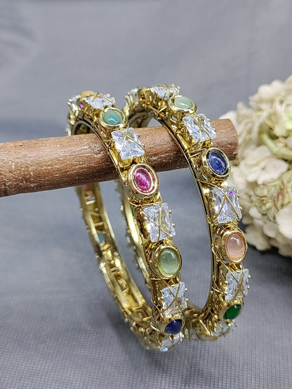 Mehandi Multy Stone Bangle SKU-6121 rchiecreation