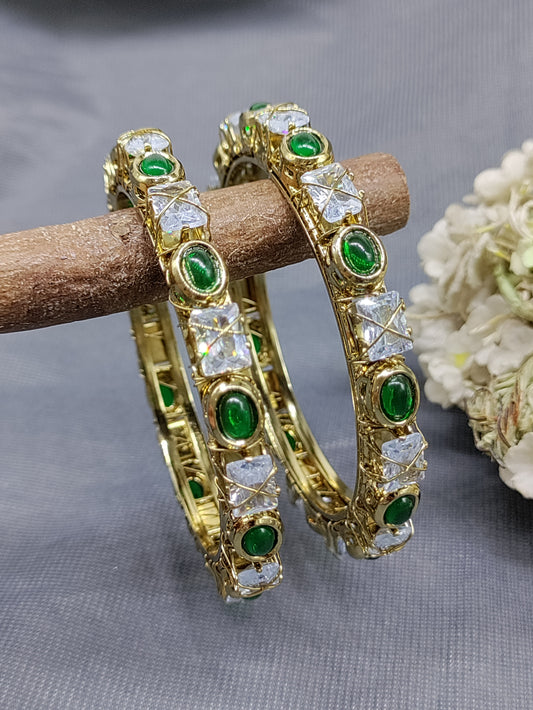 Mehandi Green Stone Bangle SKU-6121 rchiecreation