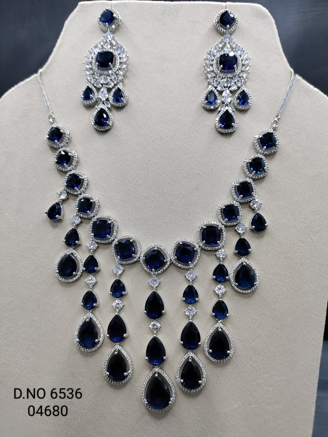 Cz Ad Rodium Necklace set Sku 6536 rchiecreation