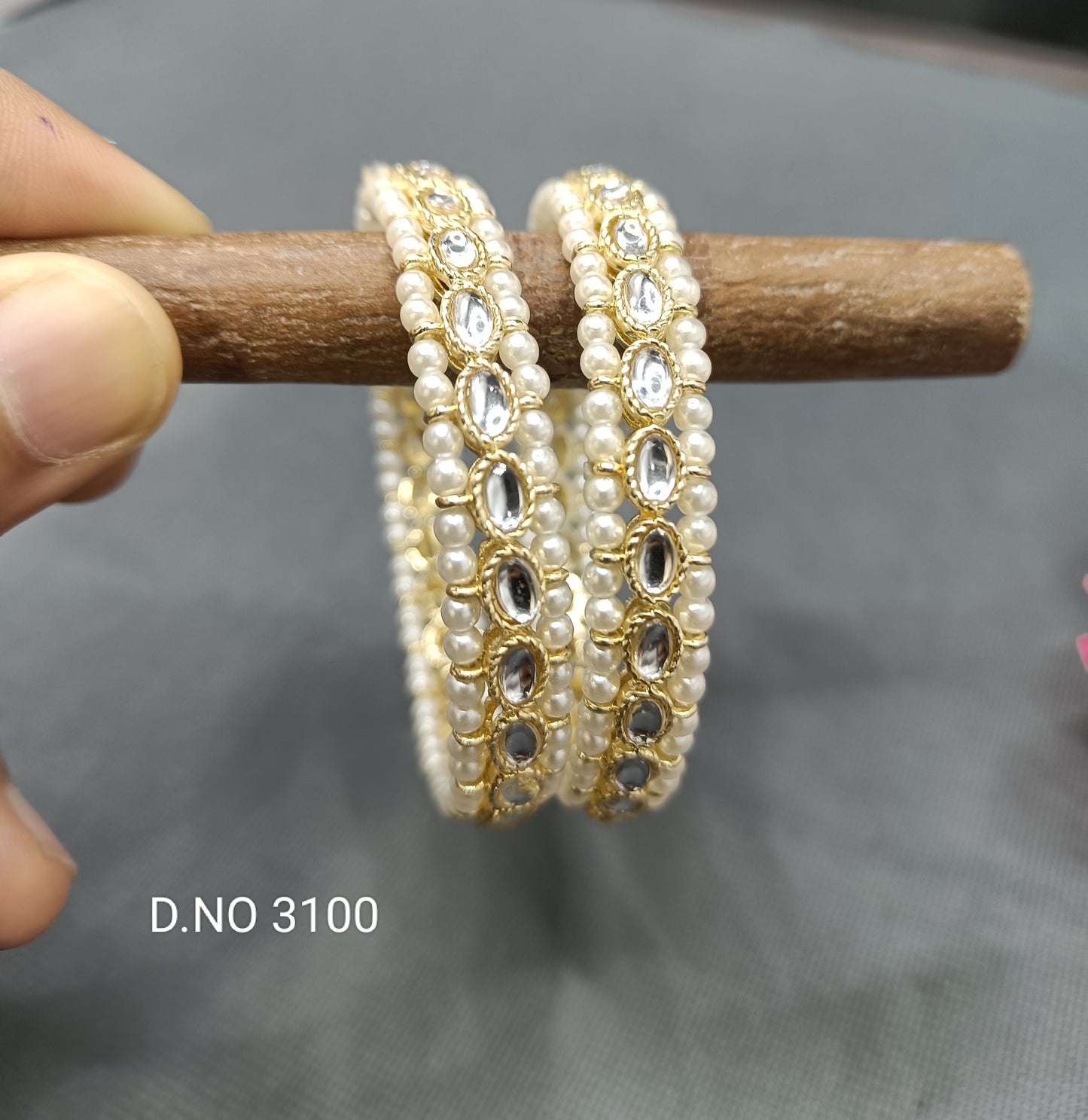 Kundan Golden Bangles Sku-3100 rchiecreation