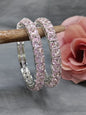 Rodium Pink Stone Bangle SKU-6114 rchiecreation