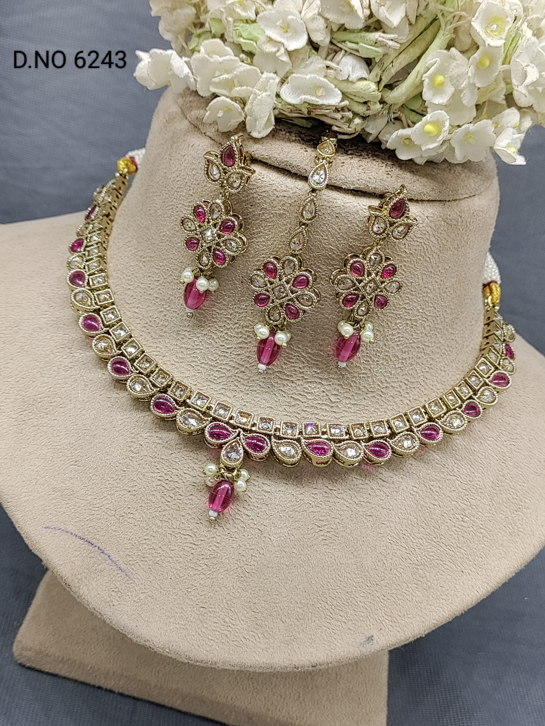 Polki Mehandi Necklace Set Sku 6243 rchiecreation