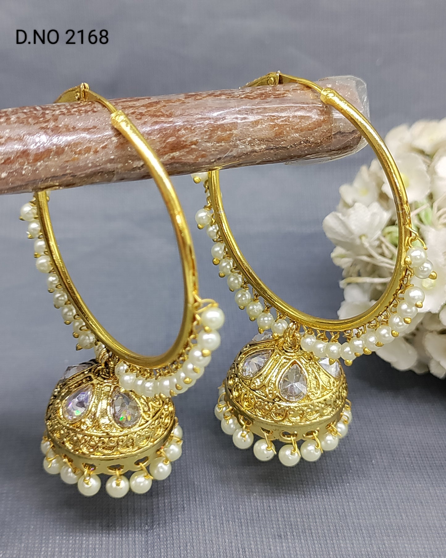 Antique Golden Bali Jhumki Earring Sku 2168 rchiecreation