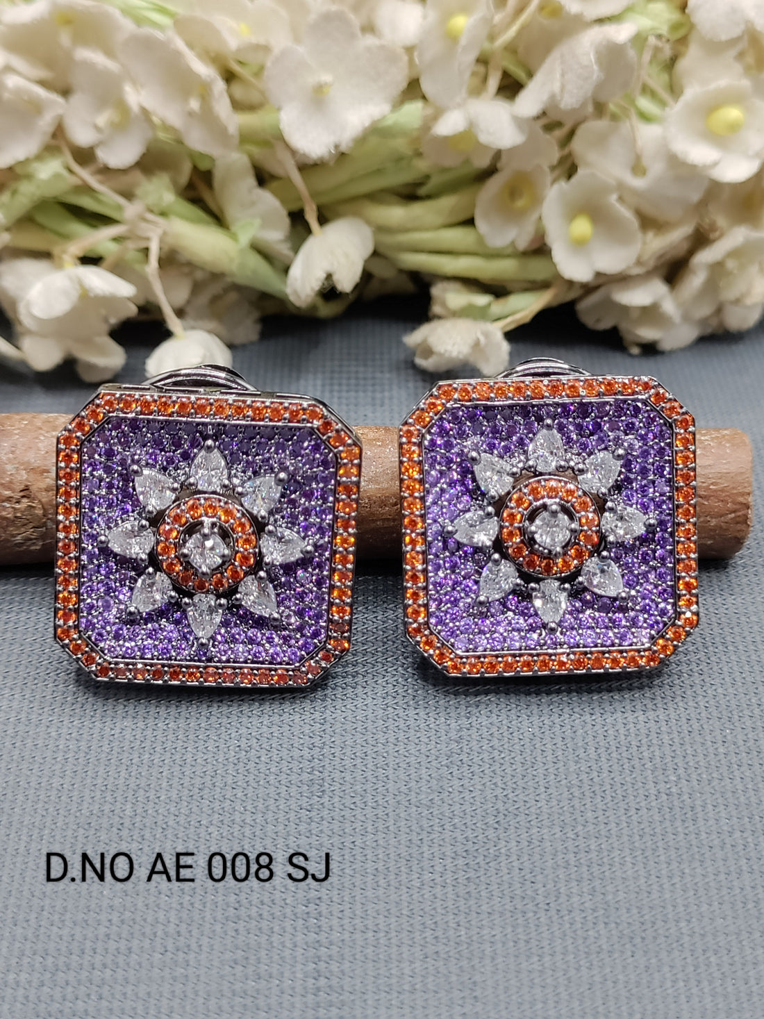 Cz Ad Victorian Tops & Stud Earring Sku AE 008 SJ rchiecreation