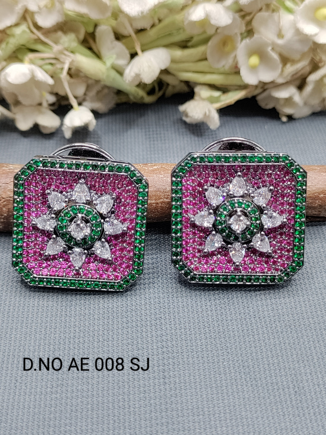 Cz Ad Victorian Tops & Stud Earring Sku AE 008 SJ rchiecreation