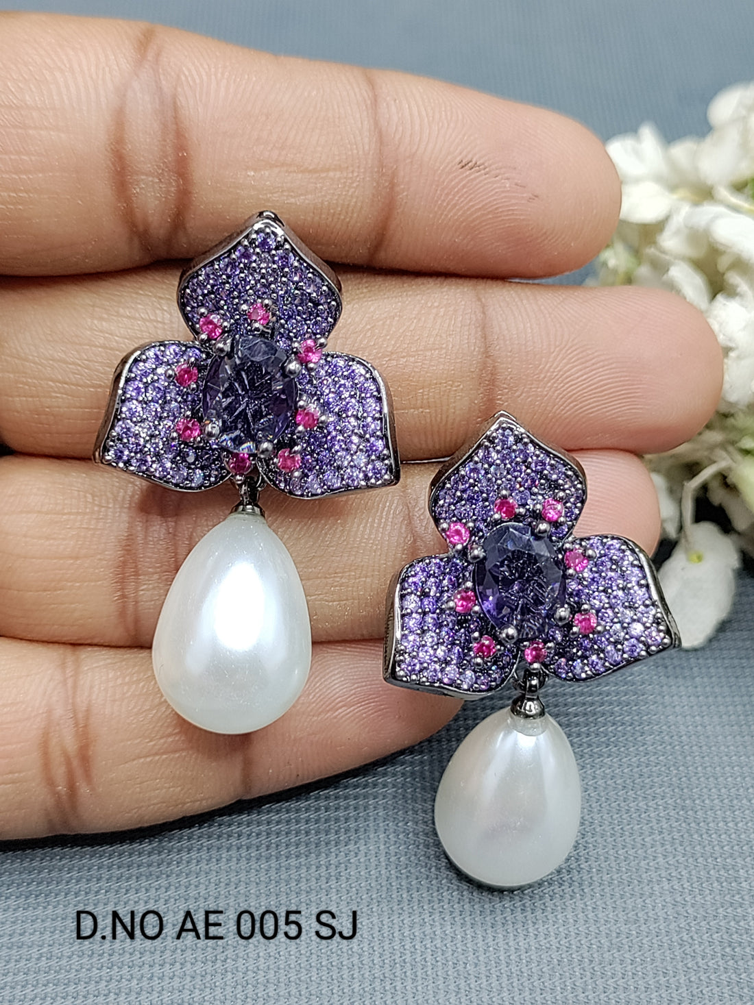 Cz Ad Victorian Tops & Stud Earring Sku AE 005 SJ rchiecreation