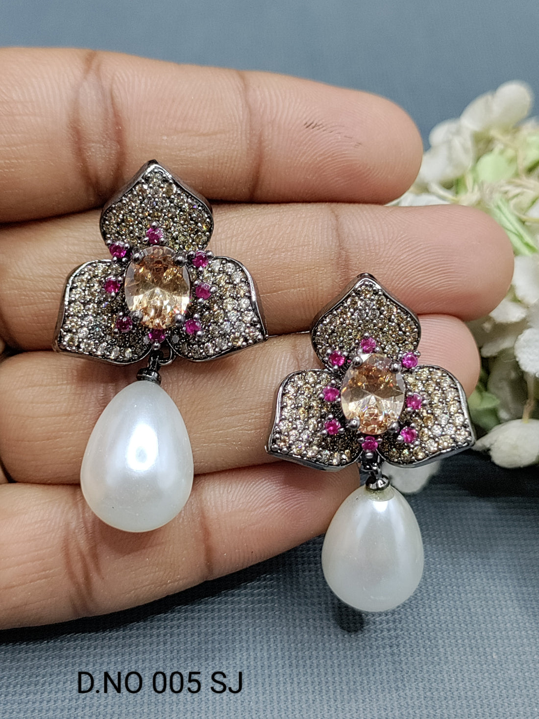 Cz Ad Victorian Tops & Stud Earring Sku AE 005 SJ rchiecreation