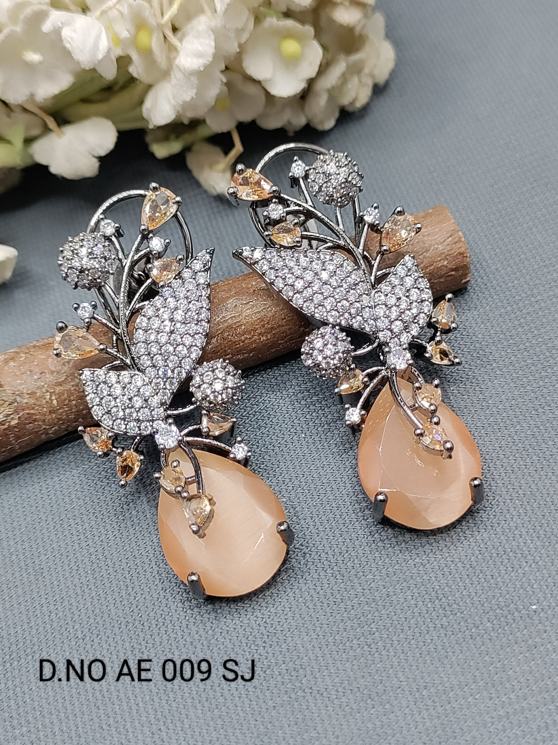 Cz Ad Rodium Earrings Sku AE 009 SJ rchiecreation