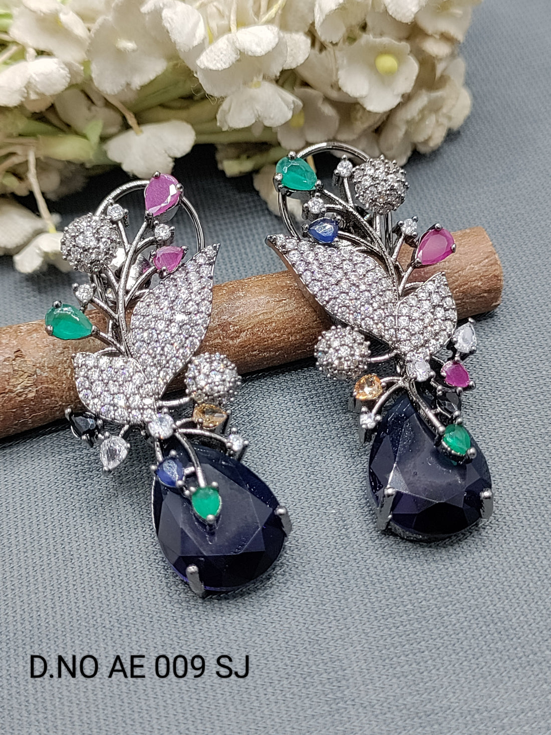 Cz Ad Rodium Earrings Sku AE 009 SJ rchiecreation