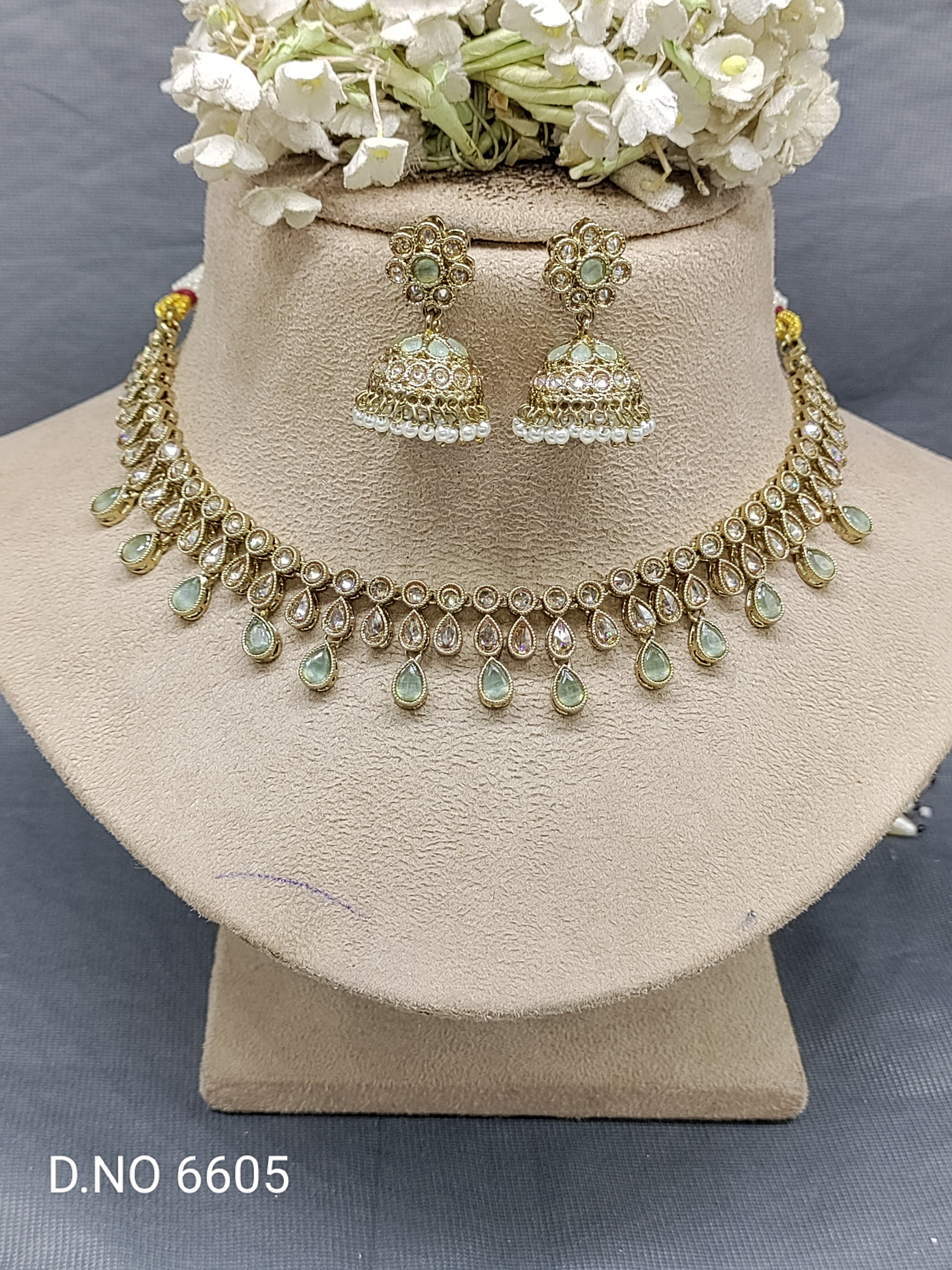 Polki Mehandi Necklace Set Sku 6605 rchiecreation