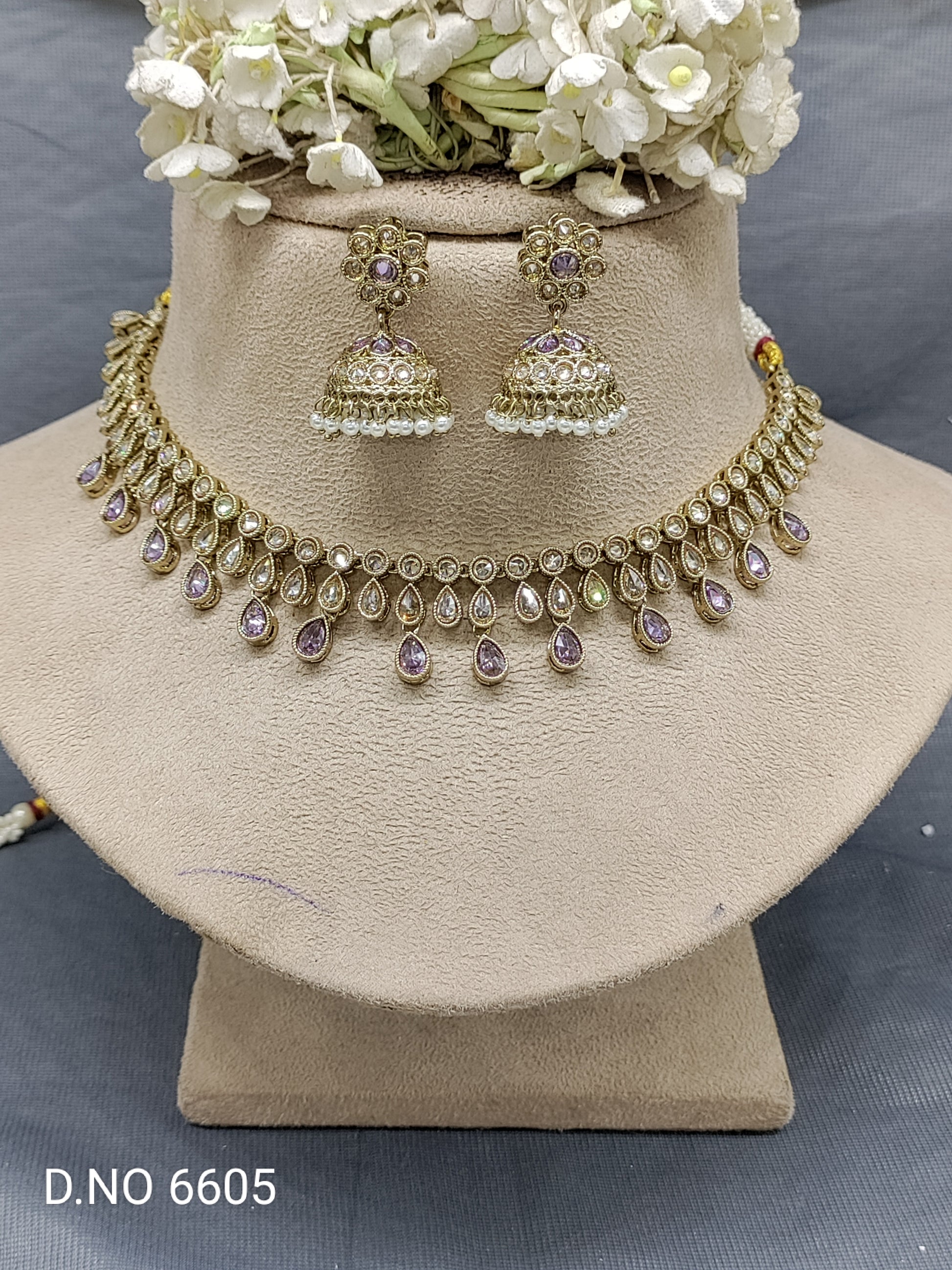 Polki Mehandi Necklace Set Sku 6605 rchiecreation