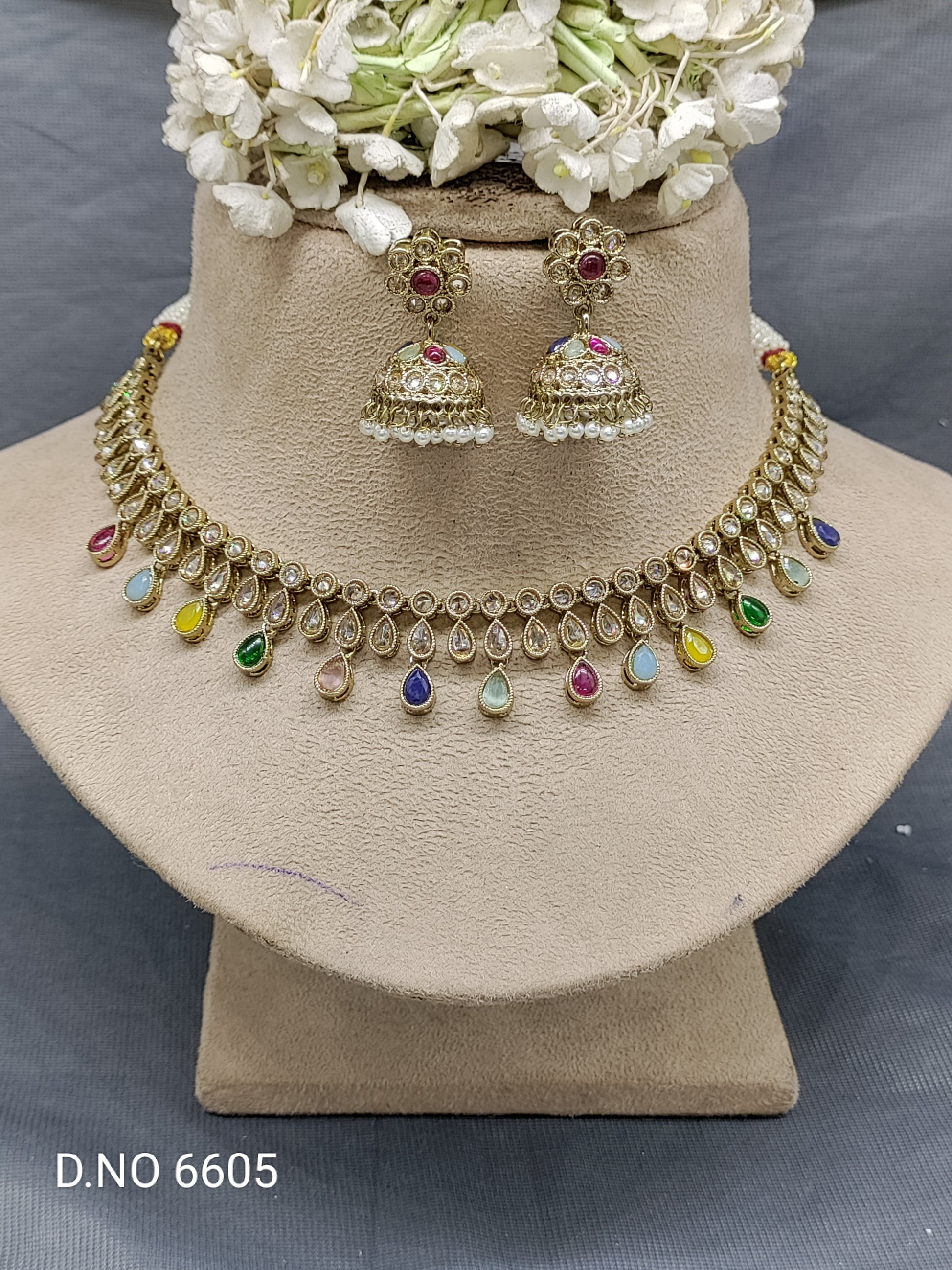 Polki Mehandi Necklace Set Sku 6605 rchiecreation