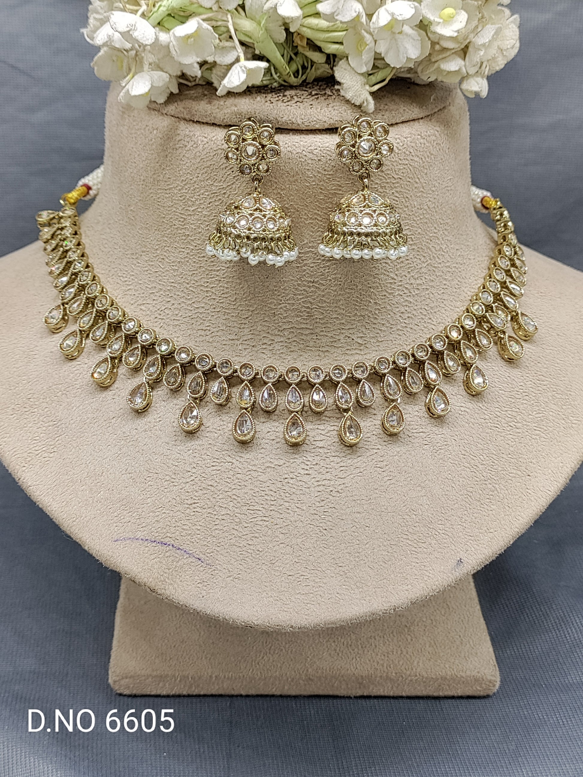 Polki Mehandi Necklace Set Sku 6605 rchiecreation