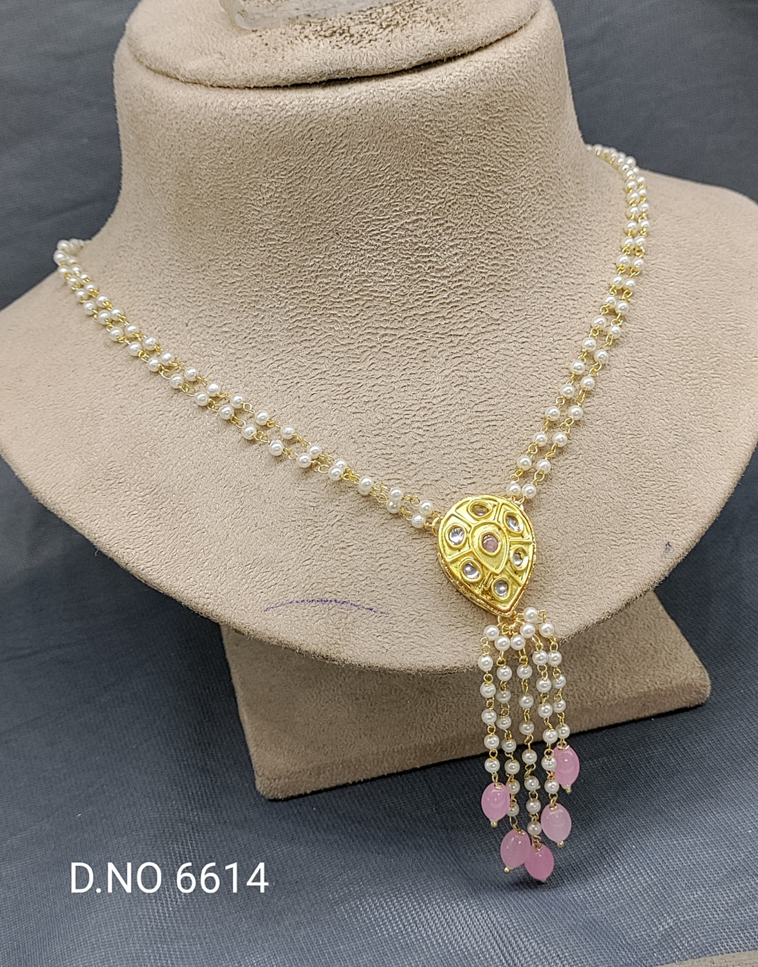 Kundan Golden Mala Necklace Sku 6614 rchiecreation